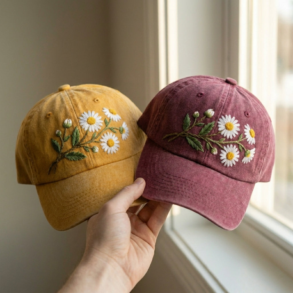 White Aster September Birth Flower Embroidered Cap – Perfect Gift - photo 3