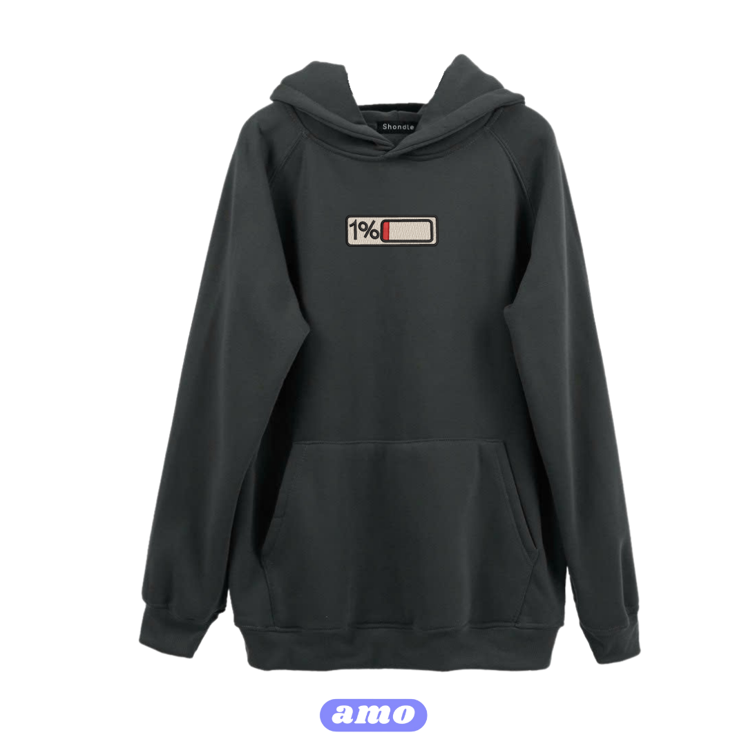 Low battery embroidered Hoodie