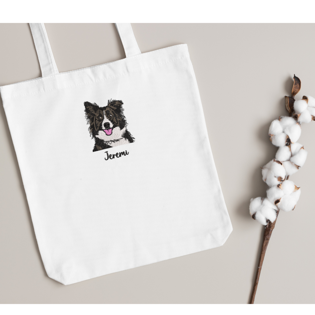 Custom Tote bag Embroidered Portrait from Photo