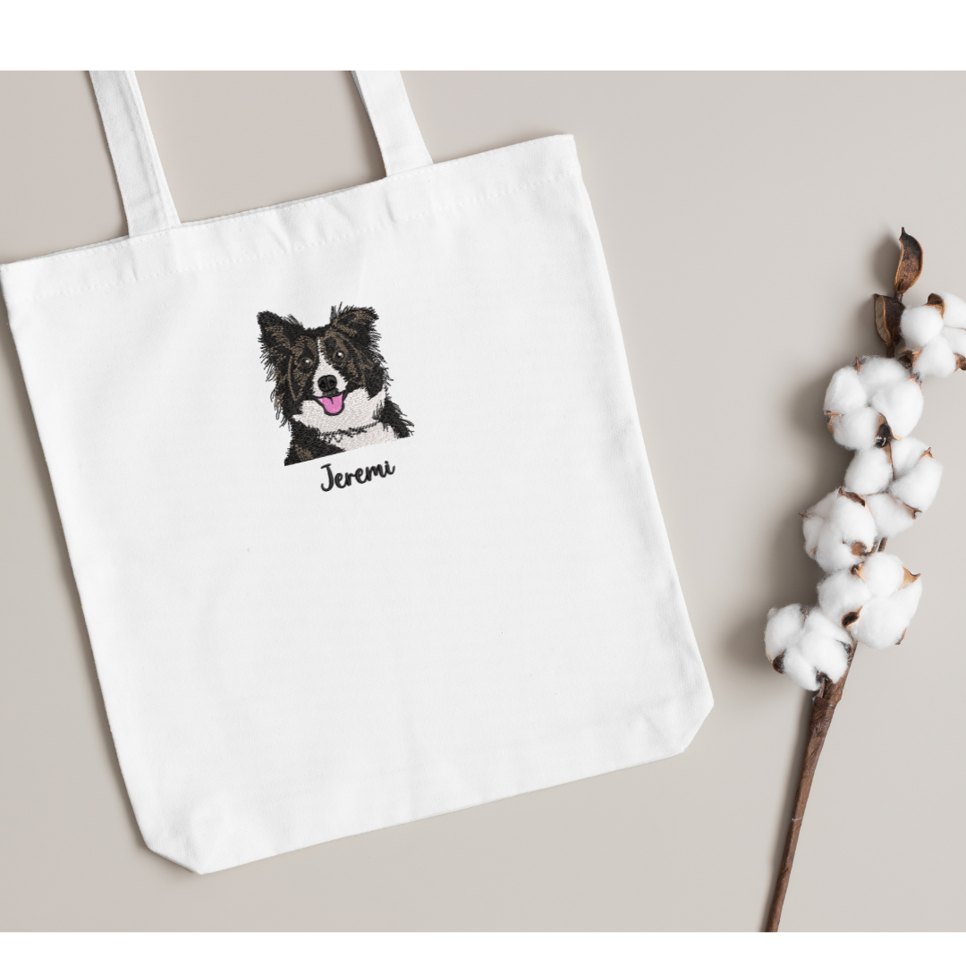 Custom Tote bag Embroidered Portrait from Photo