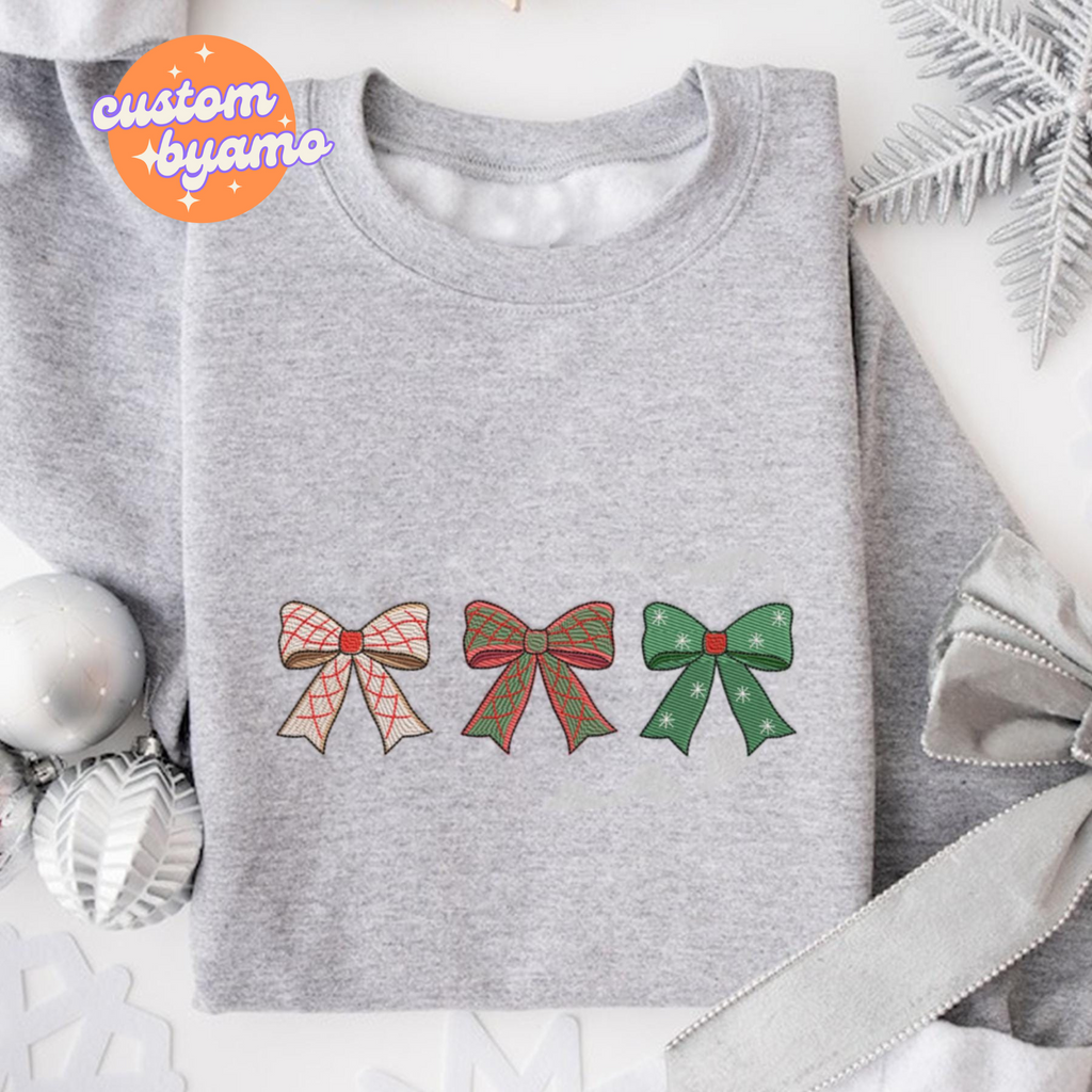 Christmas Coquette Style Embroidered Sweater/Hoodie