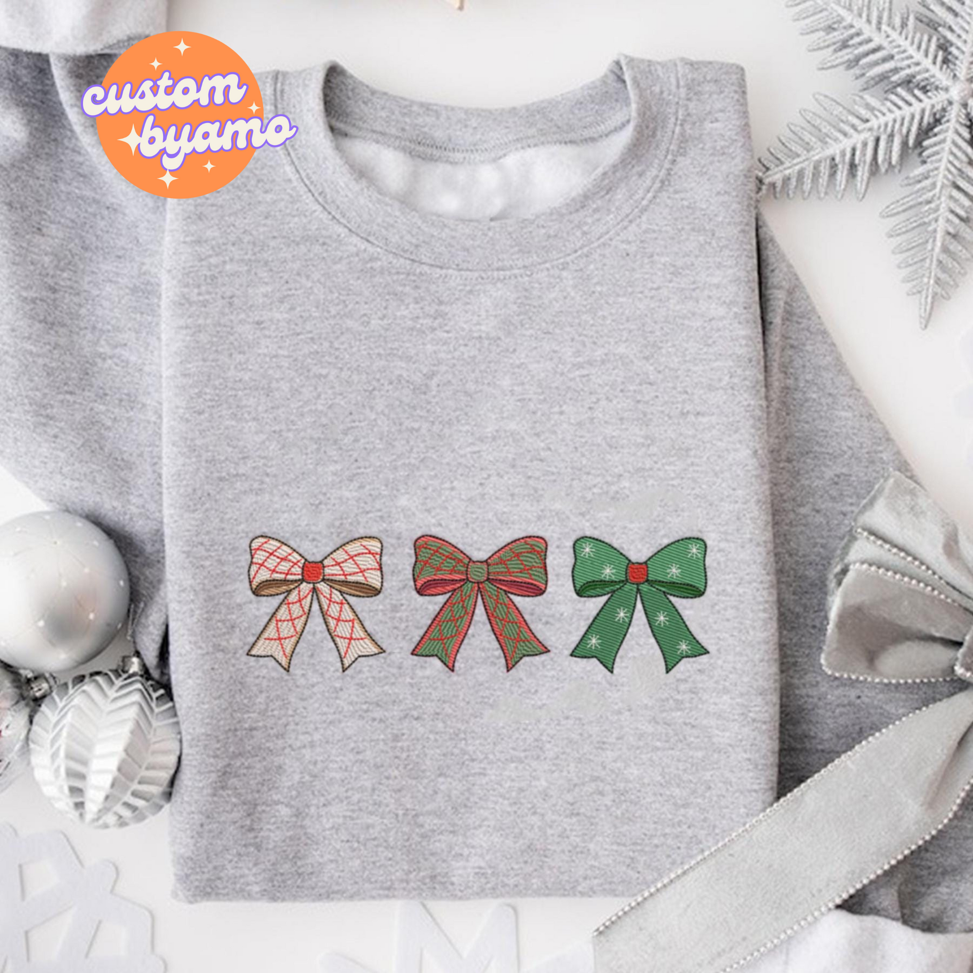 Christmas Coquette Style Embroidered Sweater/Hoodie