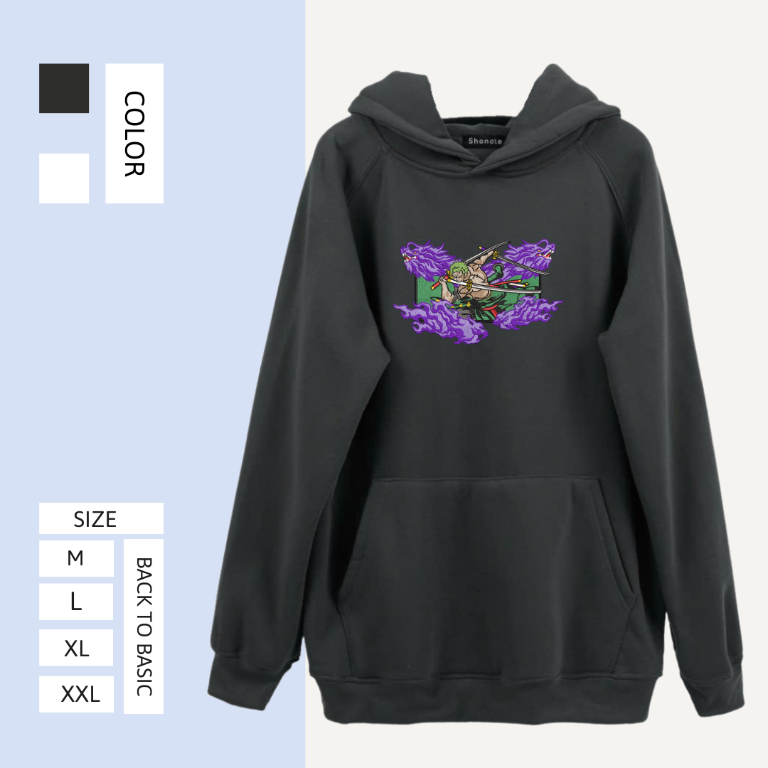 Roronoa Zoro arc wano - One Piece Embroidered Hoodie
