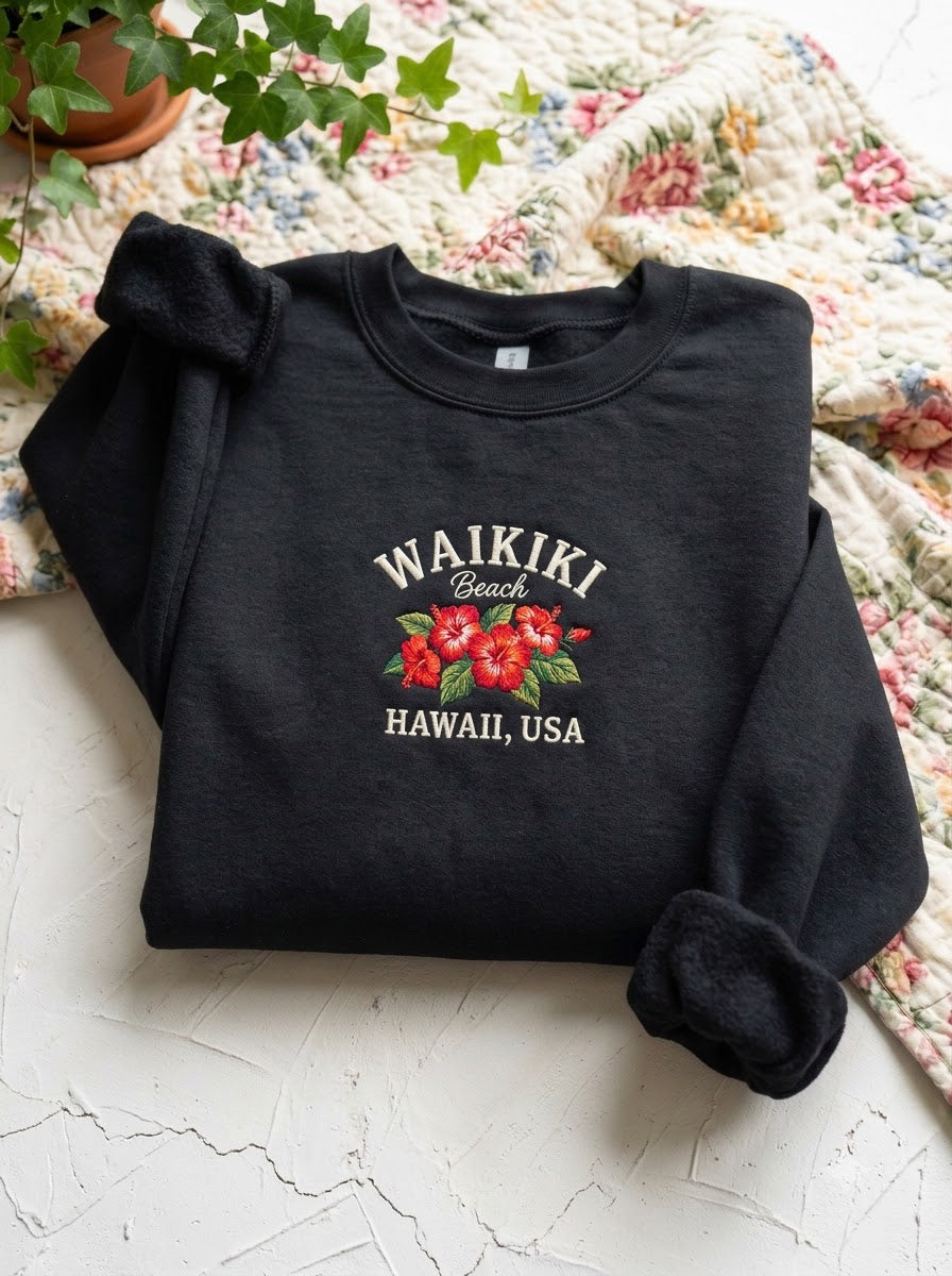 Waikiki Beach Embroidered Sweater – Trendy Comfort - photo 2