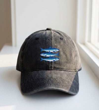 Sardine Fish Embroidered Cap – Washed Dad Hat