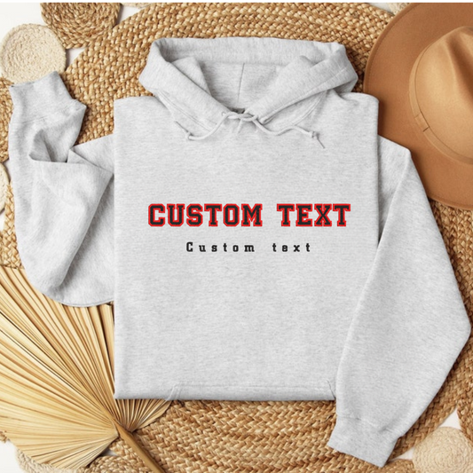 Personalized Text Embroidered Sweatshirt, Custom University Embroidery Hoodie, Customized Women Clothing, Custom Gift, Custom Varsity Outfit