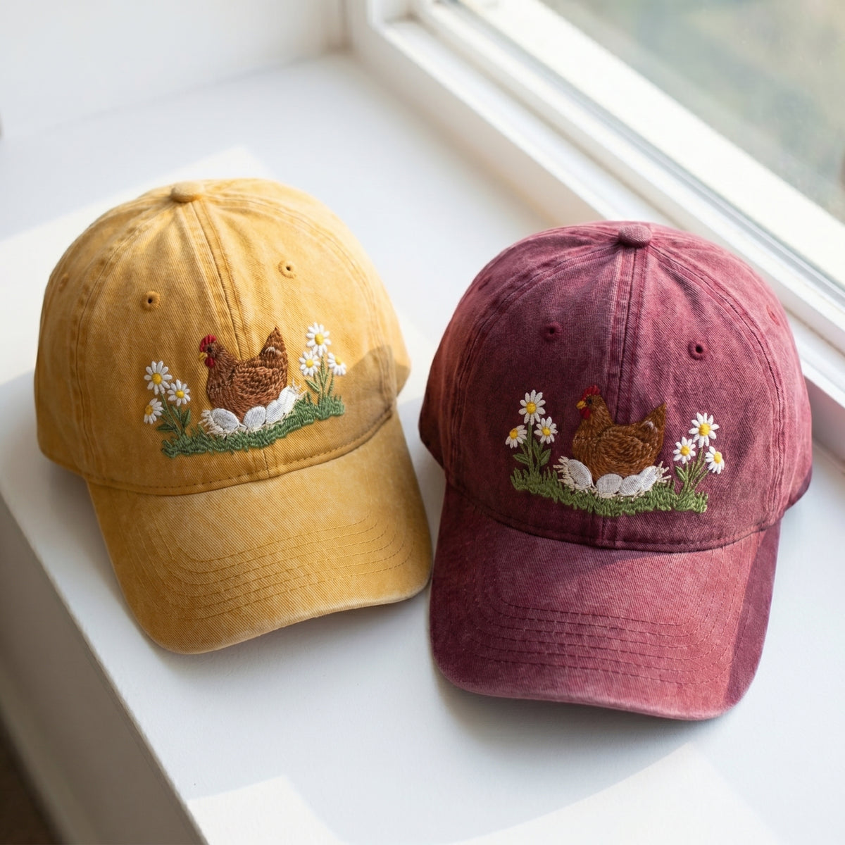 Chick and Daisy Embroidered Cap – Trendy Streetwear Style - photo 1