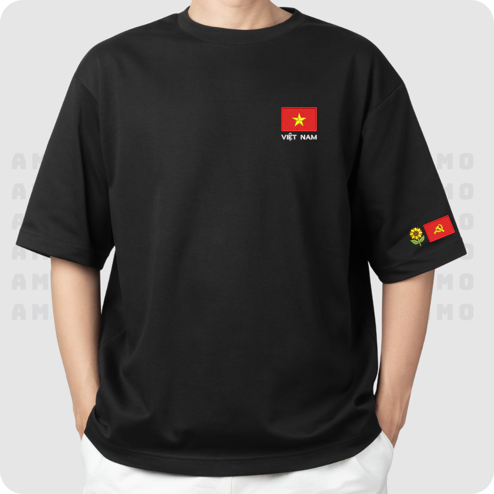 Vietnam Flag T-Shirt Embroidered Vietnamese - Áo Thun CHỦ QUYỀN