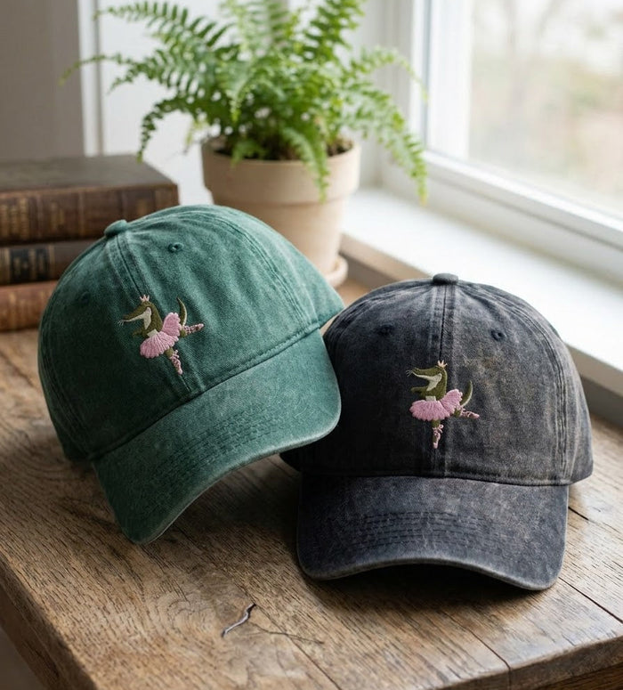 Pink Ballerina Embroidered Cap – Washed Dad Hat