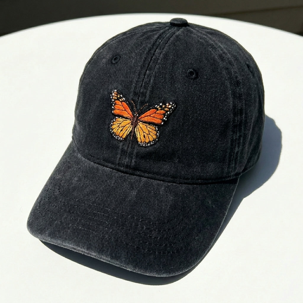 Monarch Butterfly Embroidered Cap – Nature-Inspired Style - photo 1