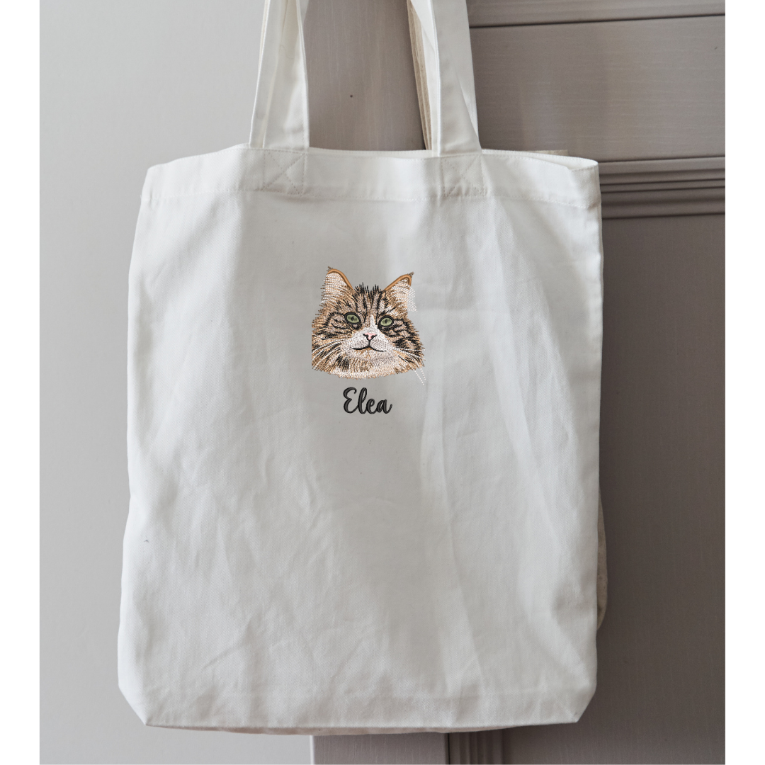 Custom Tote bag Embroidered Portrait from Photo