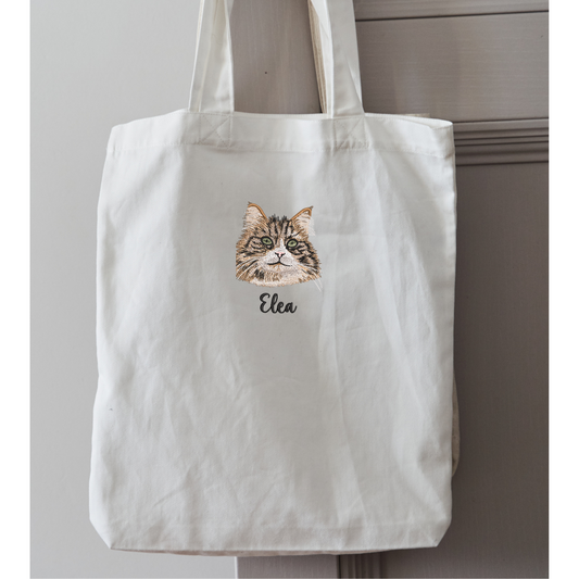 Custom Tote bag Embroidered Portrait from Photo