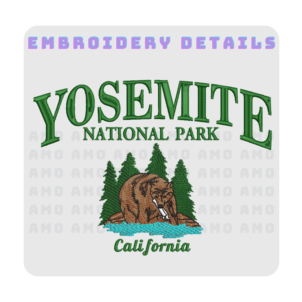 Yosemite National Park California Embroidered T-Shirt 