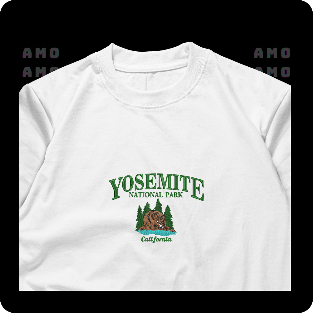 Yosemite National Park California Embroidered T-Shirt 