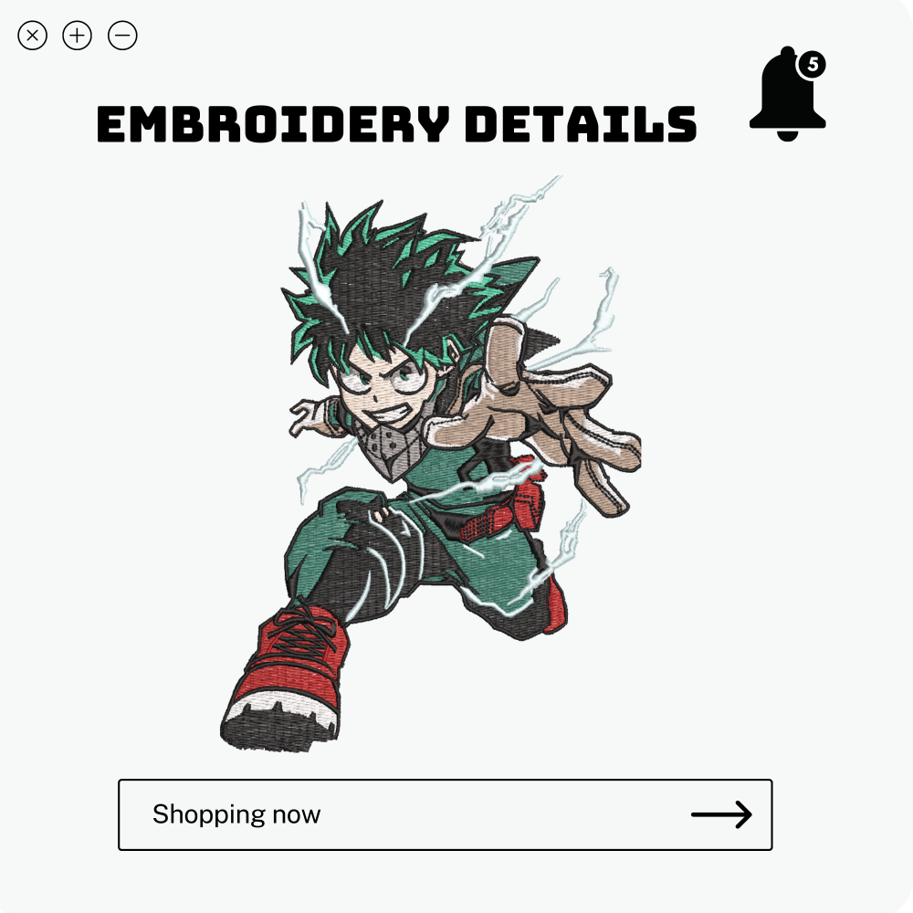 Izuku Midoriya Deku / My Hero Academia Embroidered T-shirt