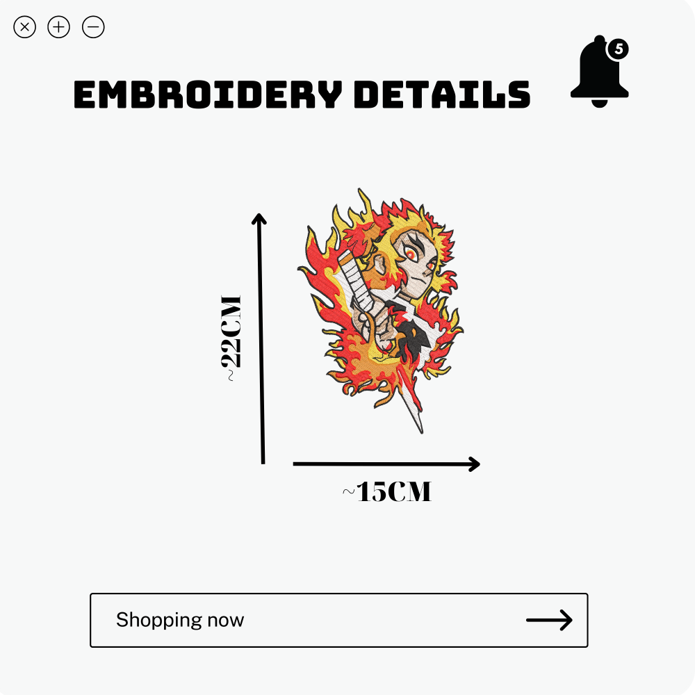 Kyojuro Rengoku | Kimetsu no Yaiba embroidered T-shirt