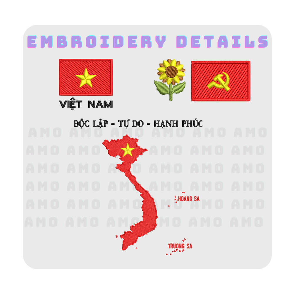 Vietnam Flag T-Shirt Embroidered Vietnamese - ÁO ĐỘC LẬP