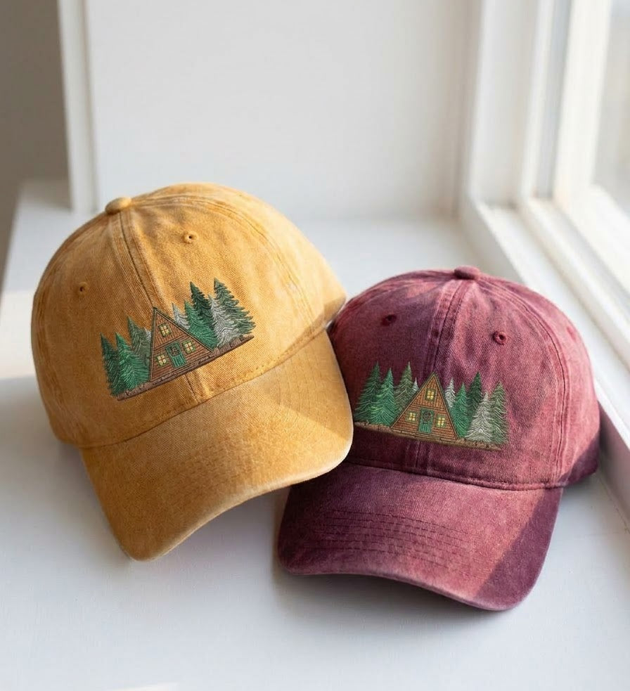 Cabin and Pine Trees Embroidered Cap - view 2