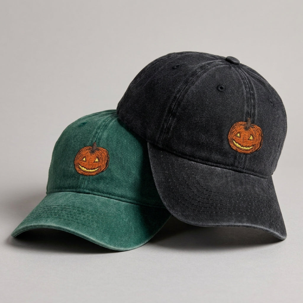 Smiling Pumpkin Embroidered Cap – Trendy Streetwear Style - photo 2