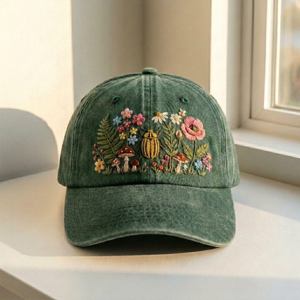 Personalized Insects and Leaves Embroidered Cap – Unique Style - photo 3