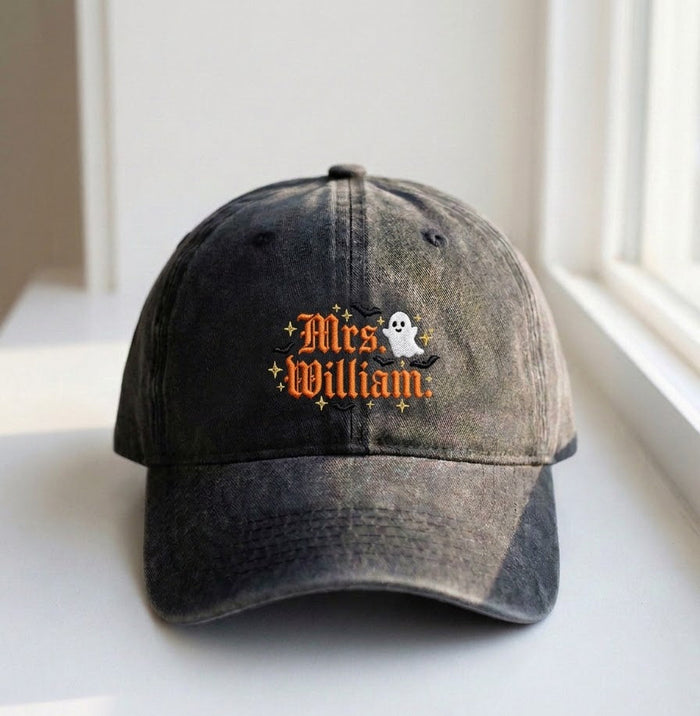 Mrs. William Embroidered Cap – Gothic Text Dad Hat