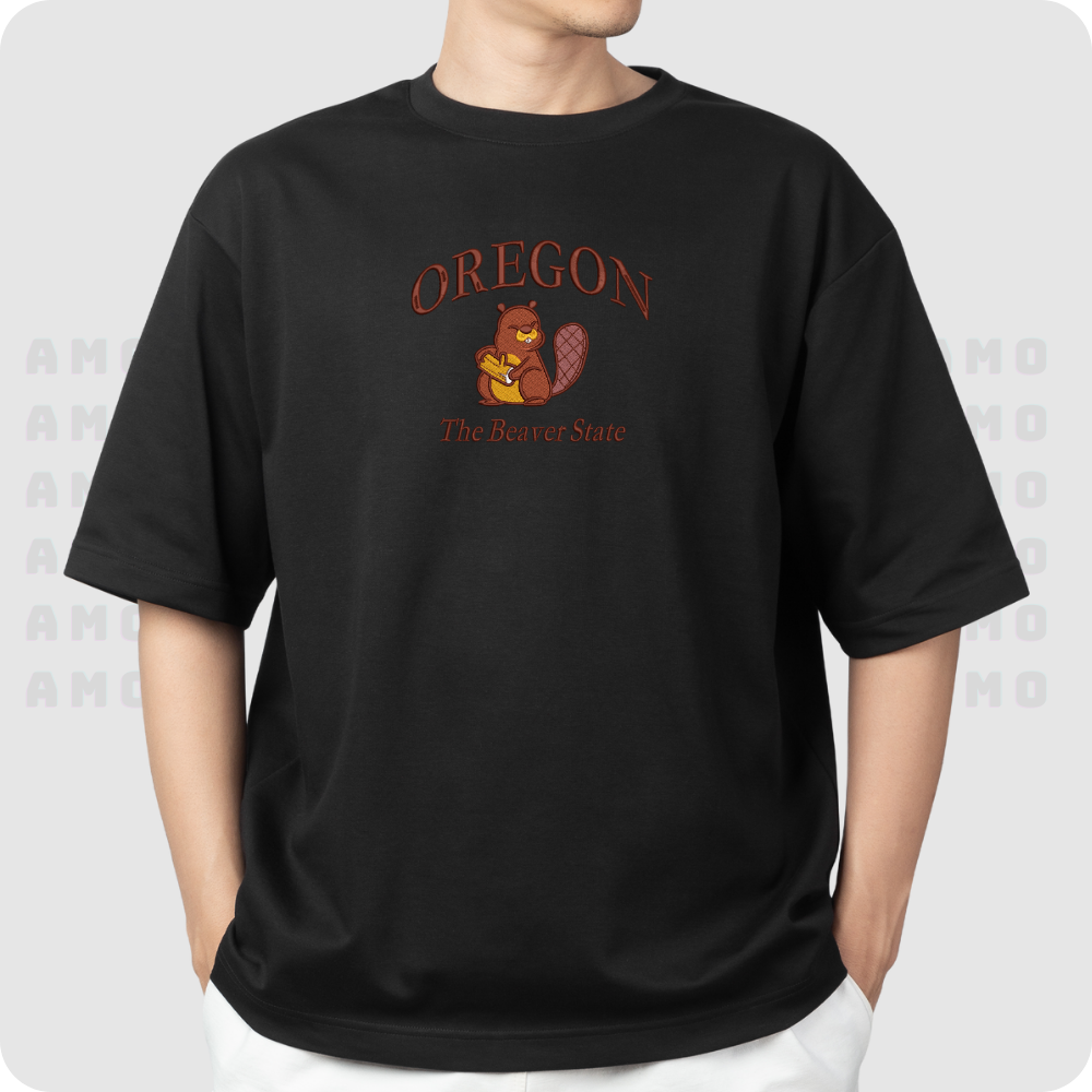 Oregon The Beaver State Embroidered T-Shirt 