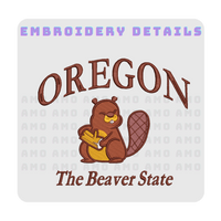 Oregon The Beaver State Embroidered T-Shirt 