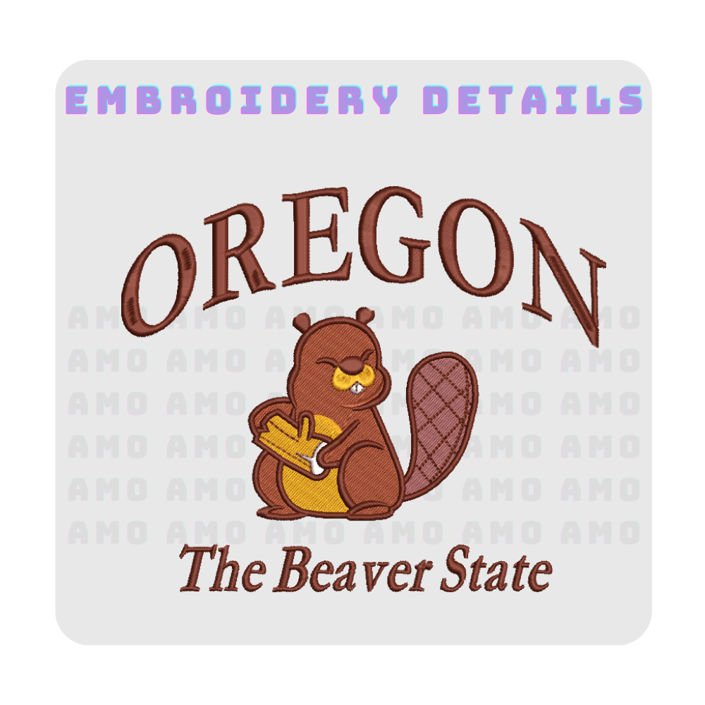 Oregon The Beaver State Embroidered T-Shirt 