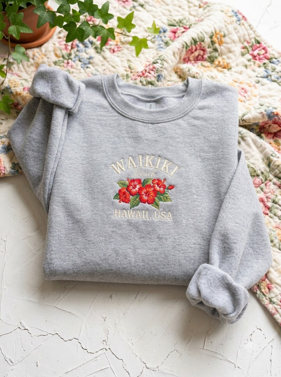 Waikiki Beach Embroidered Sweater – Trendy Comfort - photo 3