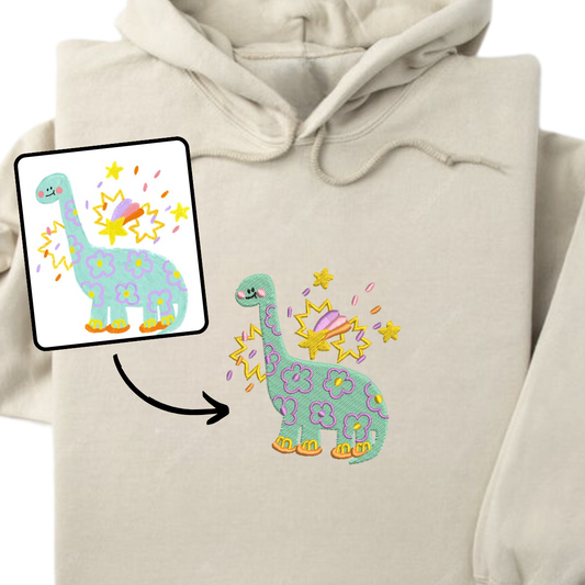 Custom Kid Drawing Hoodie Embroidered