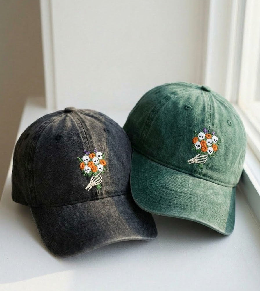 Spooky Flower Bouquet Embroidered Cap - view 2