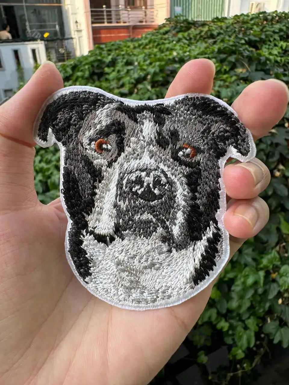 American Bulldog dog breed patch on tote bag