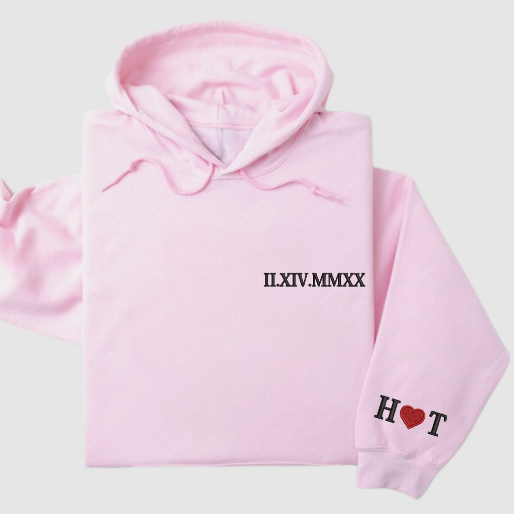 Anniversary hoodie with stitched Roman numerals