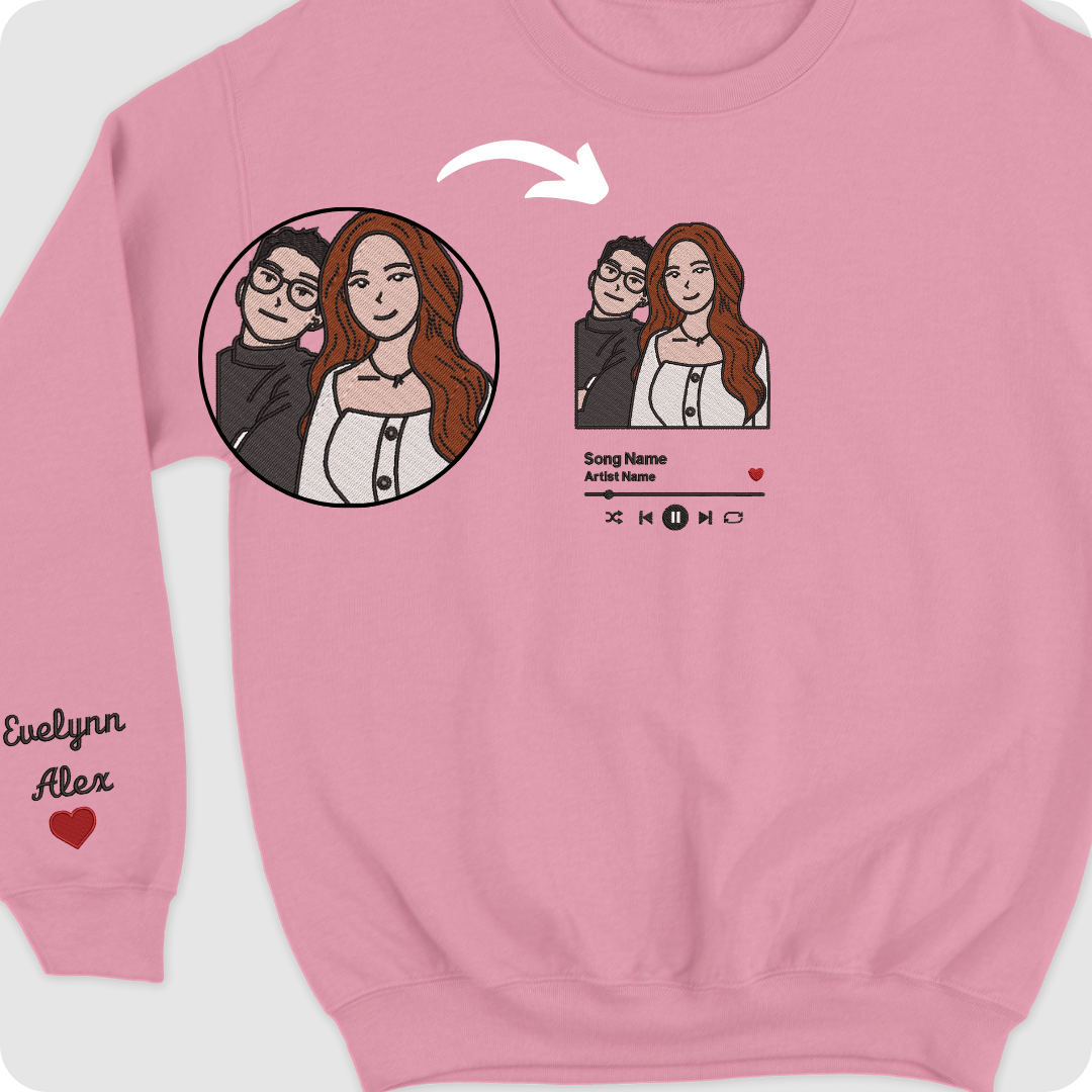 Anniversary sweatshirt with couple portrait design