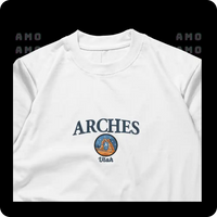 Arches Utah embroidered t-shirt front view