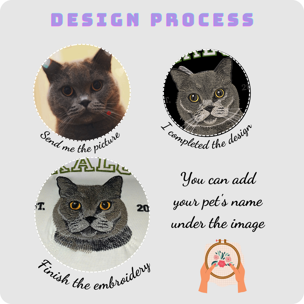 Custom Pet Embroidered Sweatshirt | Personalized Cat & Dog Portrait Sweater
