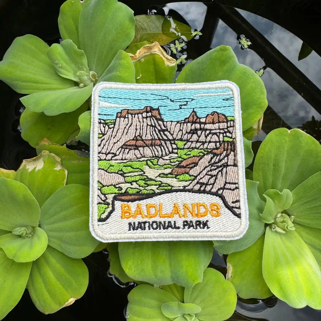 Embroidered Badlands National Park patch with rock formations