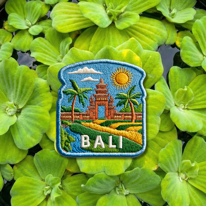 Bali Indonesia Embroidery Patch – Tropical Temple Travel Patch 3 Inch Iron On or Sew On