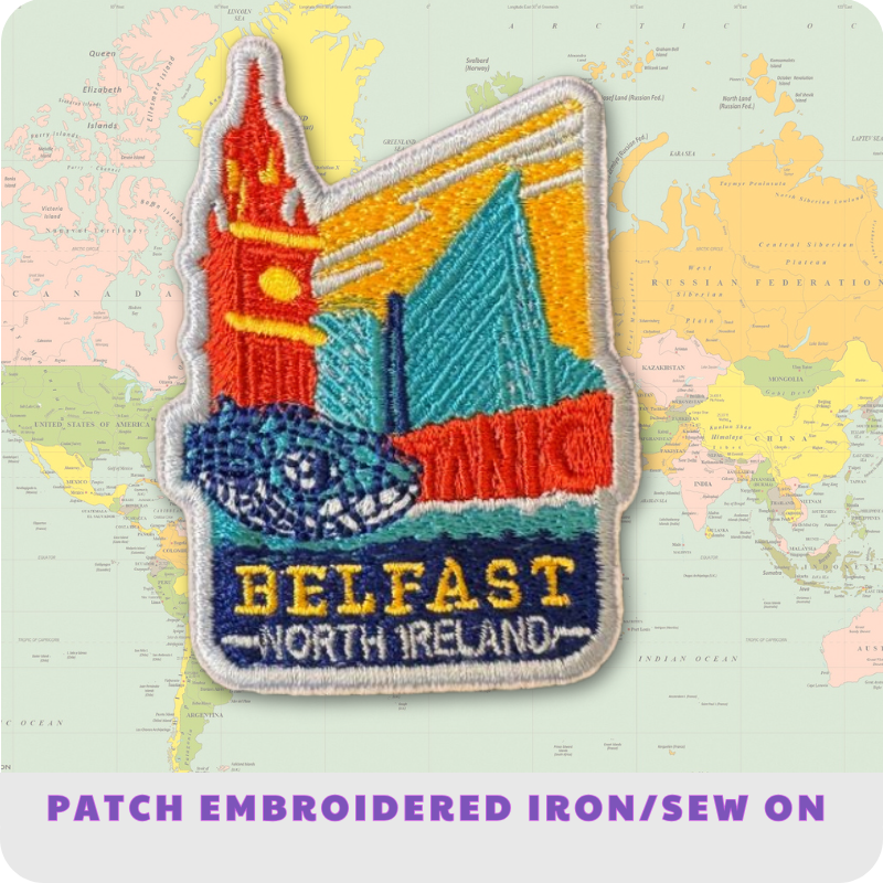 Belfast Northern Ireland Embroidered Travel Patch: Iron-On/Sew-On Applique for Backpacks & Flags
