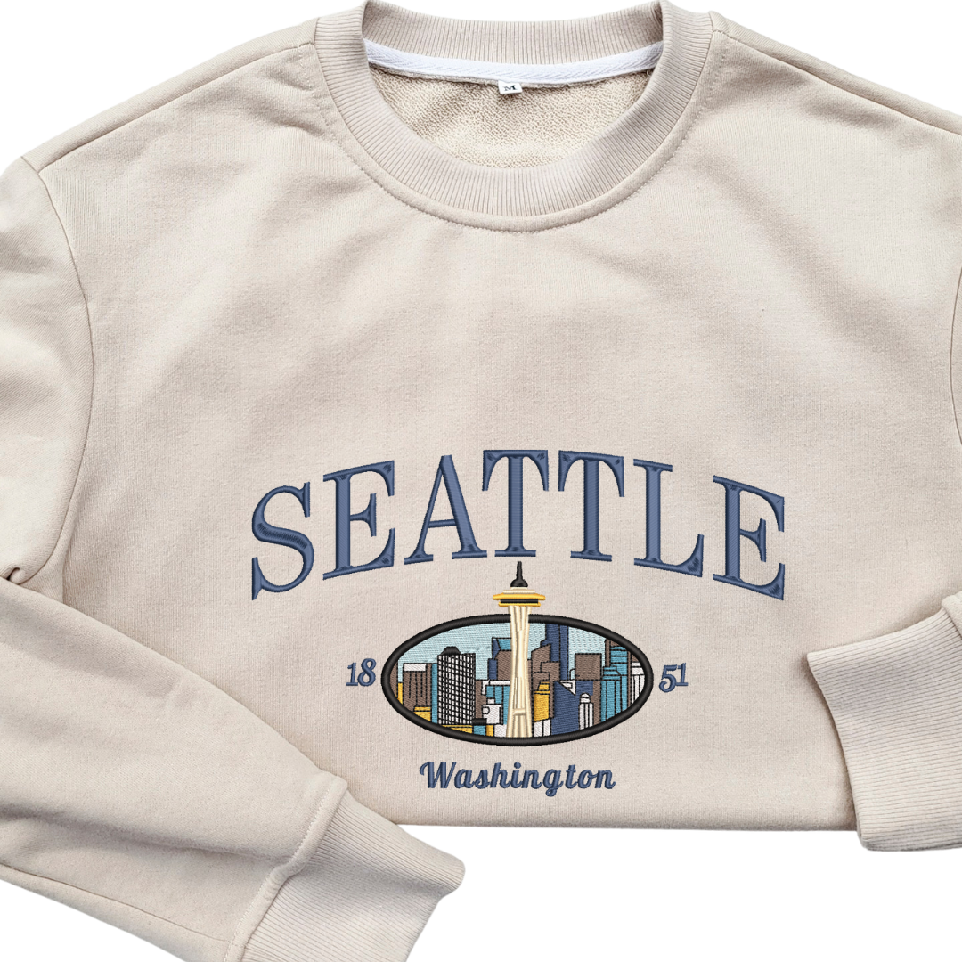 Seattle Washington Embroidered Sweatshirts, photo 4