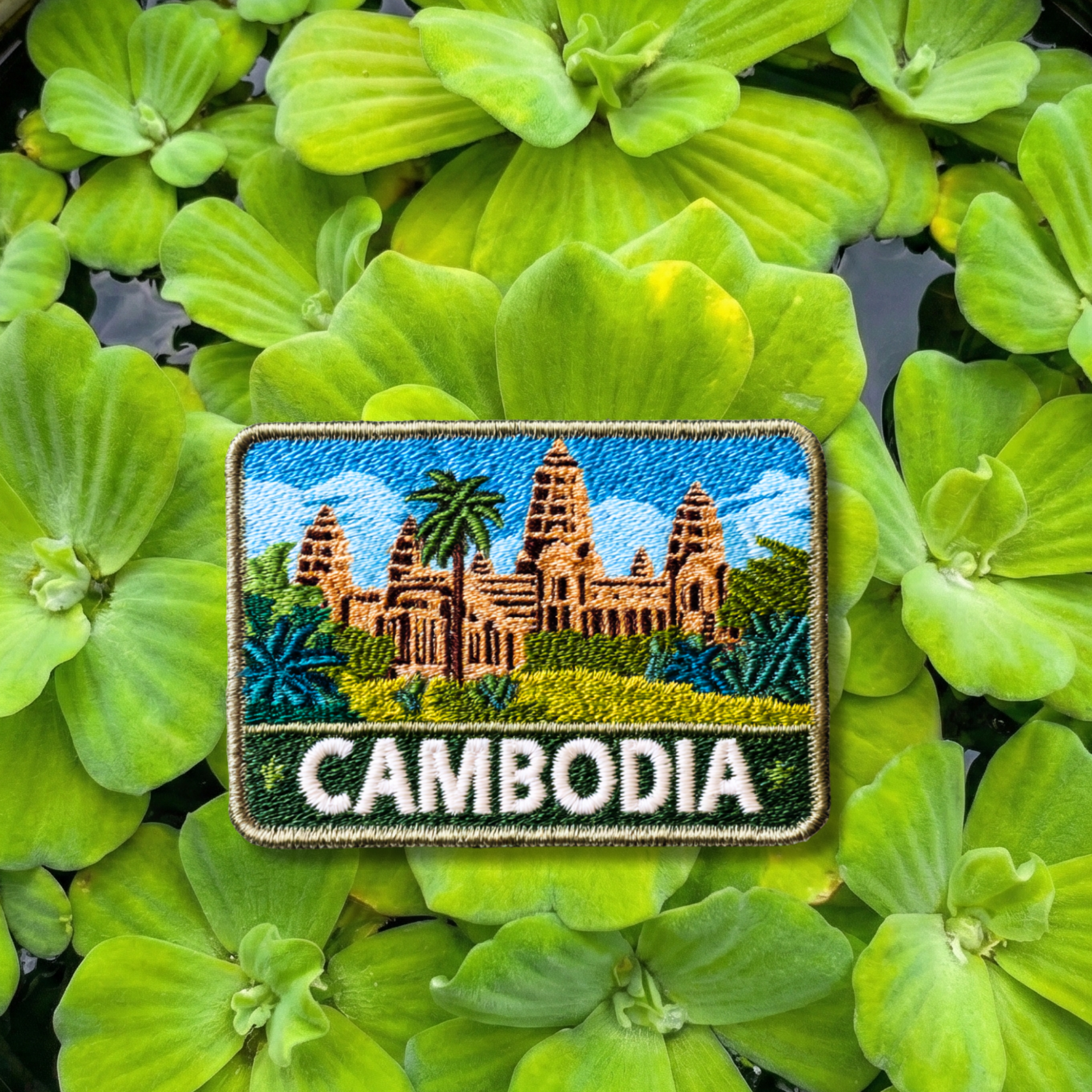 Cambodia embroidery patch featuring Angkor Wat temple landmark