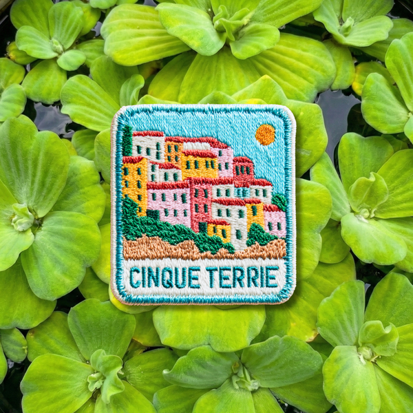 Cinque Terre Italy Embroidery Patch – Colorful Coastal Village Travel Patch 3 Inch Iron On or Sew On