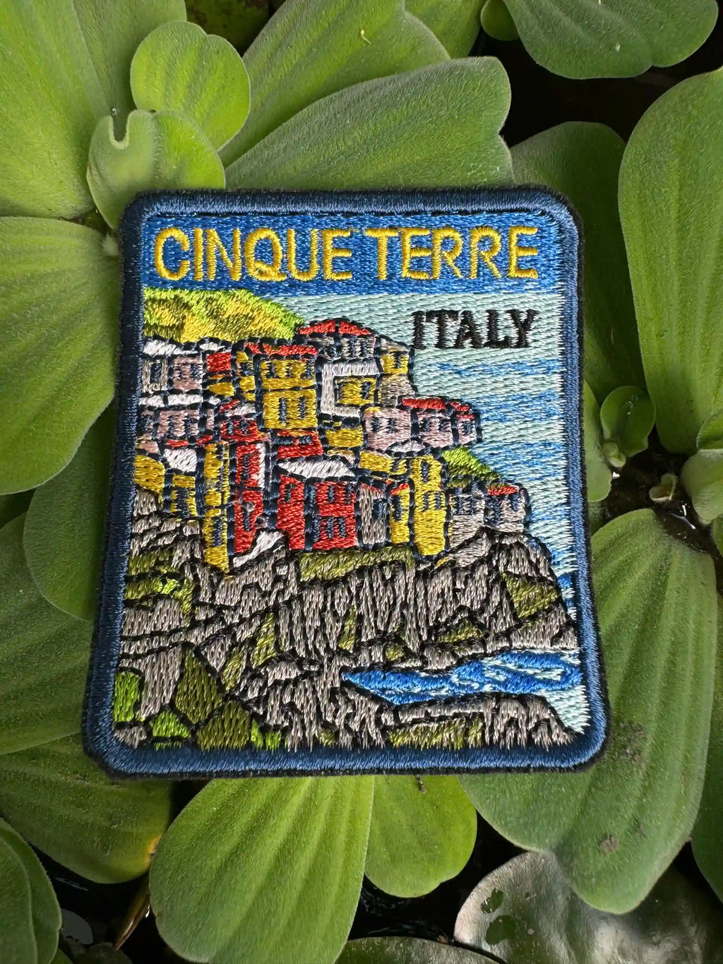 Cinque Terre embroidered patch with Italian coastal village design