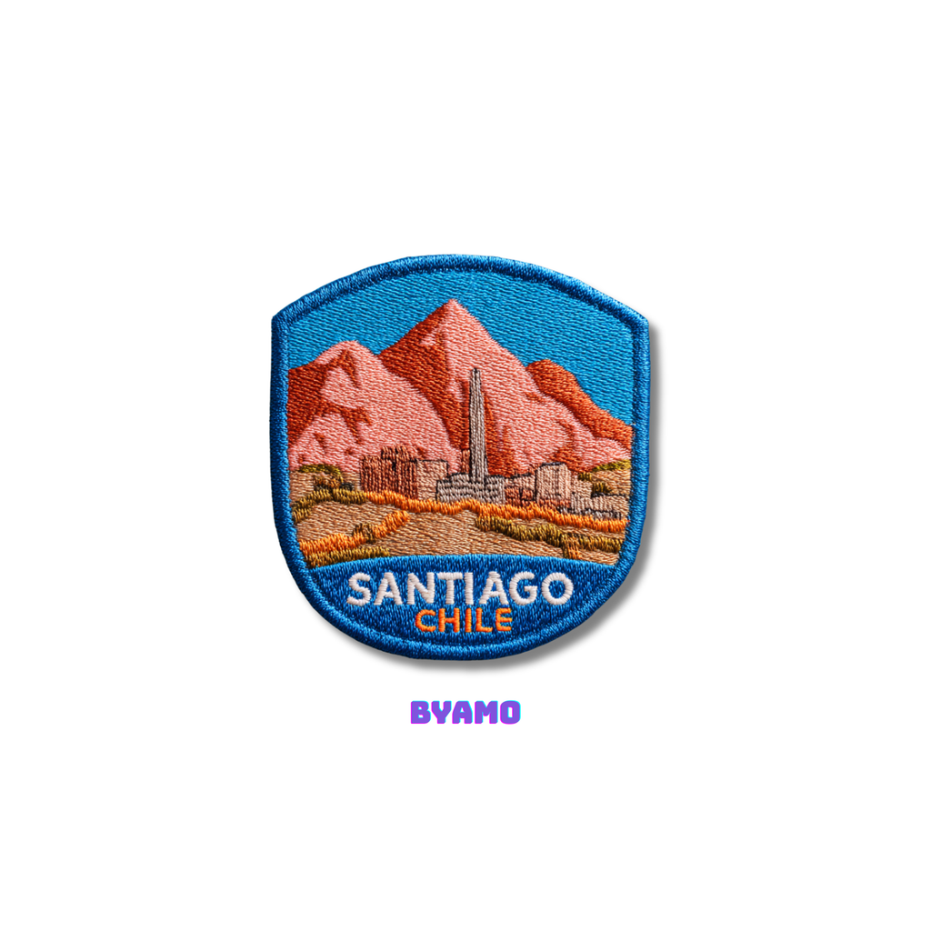 Close-up detail of high-quality stitching on Santiago Chile embroidery patch
