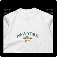 Close-up of New York skyline embroidery 