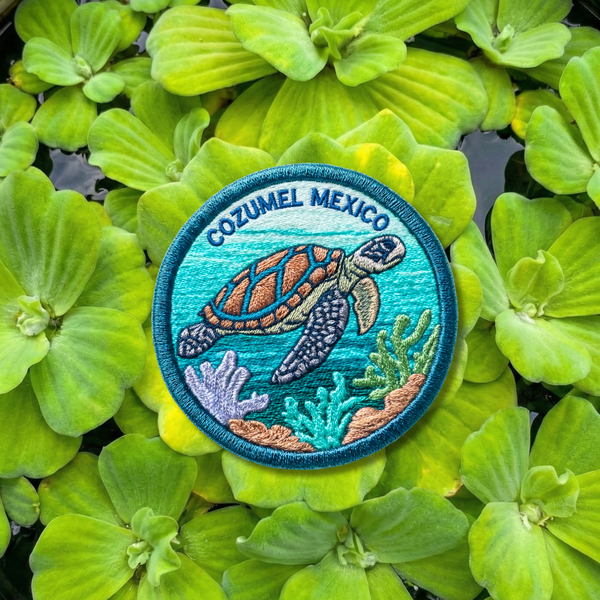 Cozumel Mexico Scuba Diving Patch - Colorful Sea Turtle Design, Iron-On Collectible Travel Patch