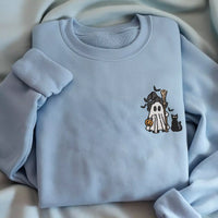 Cozy green ghost sweatshirt for fall