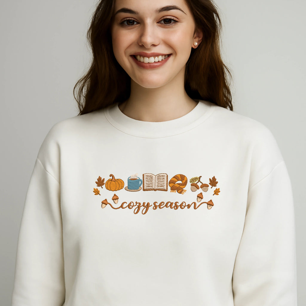 Cozy season embroidered sweatshirt pink