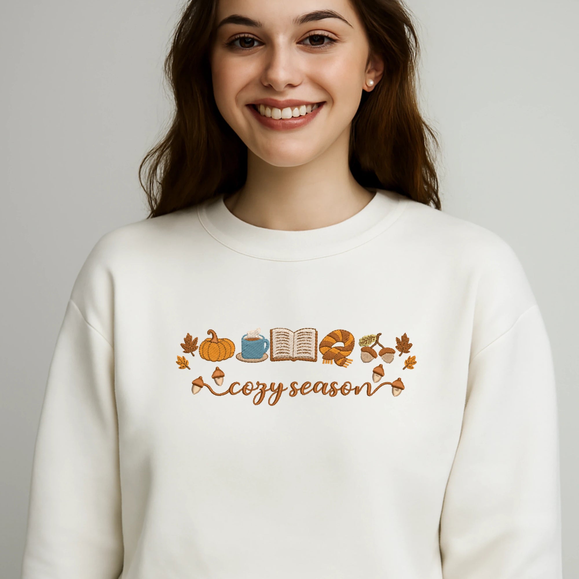 Cozy season embroidered sweatshirt pink
