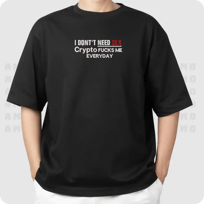 Crypto F*cks Me Everyday Embroidered T-Shirt | Sarcastic Bitcoin Meme Tee